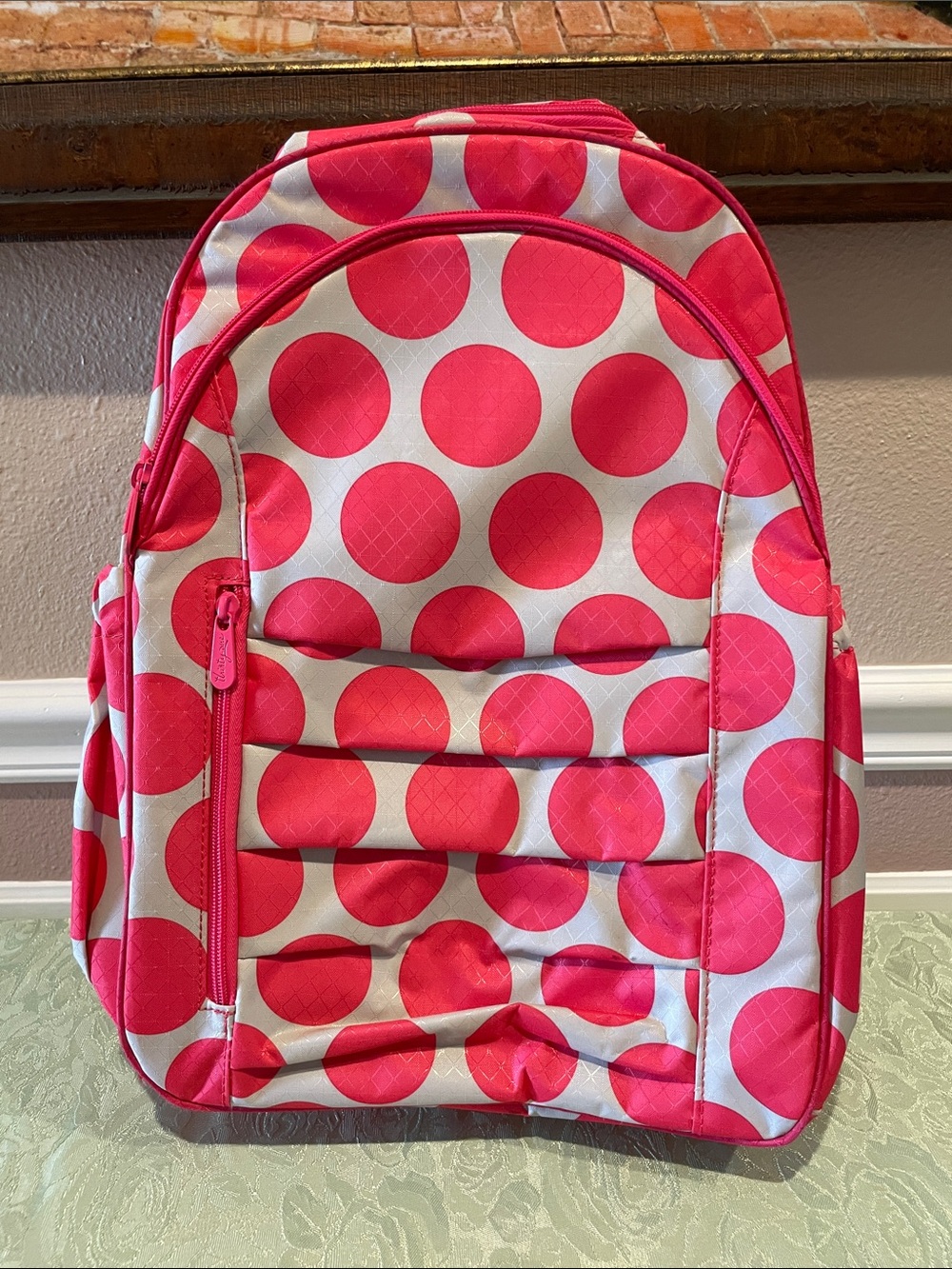 Thirty-One Her Deluxe Backpack Mod Coral Pink Polka Dot